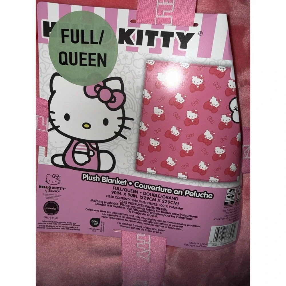 Two Queen And Twin Hello Kitty With Pink  Bow Valentines Day Blankets